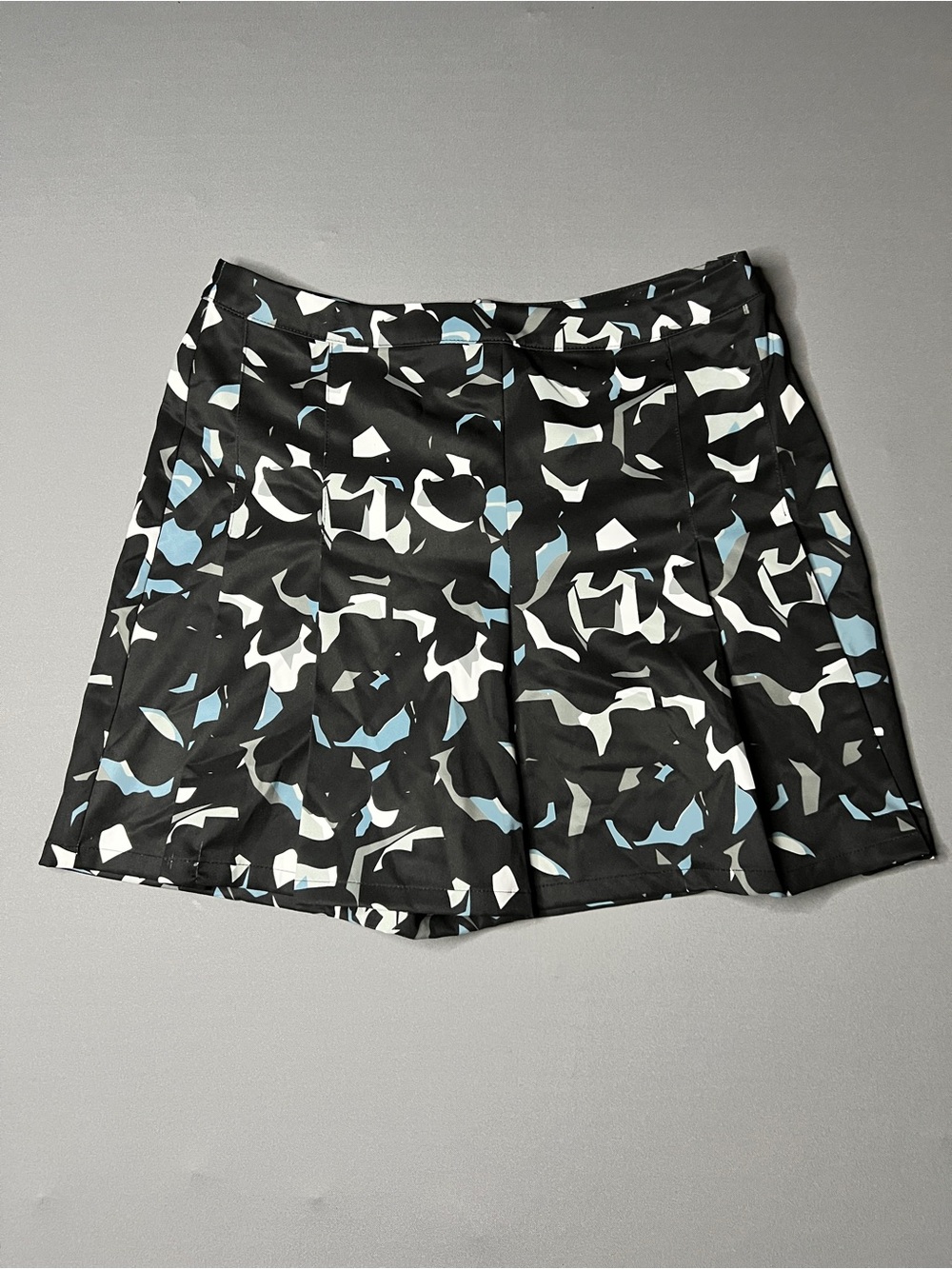 Ping Black Skort with White and Light Blue Abstract Print